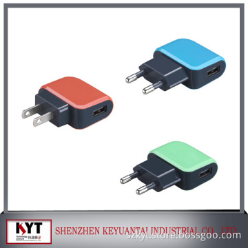 EU, US 2 PIN 5V 1A USB adapter for smart phone with USB or DC cable